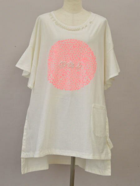 TSUMORI CHISATO - ツモリチサト TSUMORI CHISATO ロングTシャツ パールモチーフ 3サイズ ホワイト レディース j_p F-L7372 ツモリチサト TSUMORI CHISATO ロングTシャツ パールモチーフ 3