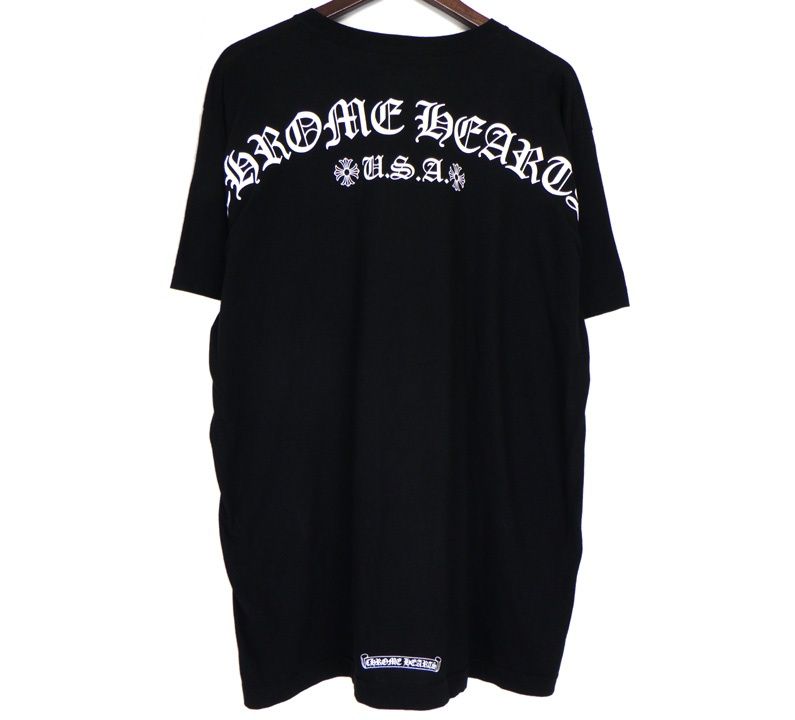 Chrome Hearts - クロムハーツ CHROME HEARTS H T-SHRT 1 バックロゴプリント アパレル 半袖 アパレル 半袖 Tシャツ 半袖Ｔシャツ コットン ブラック CHROME HEARTS Cross クロムハーツ Tシャツ バッククロス