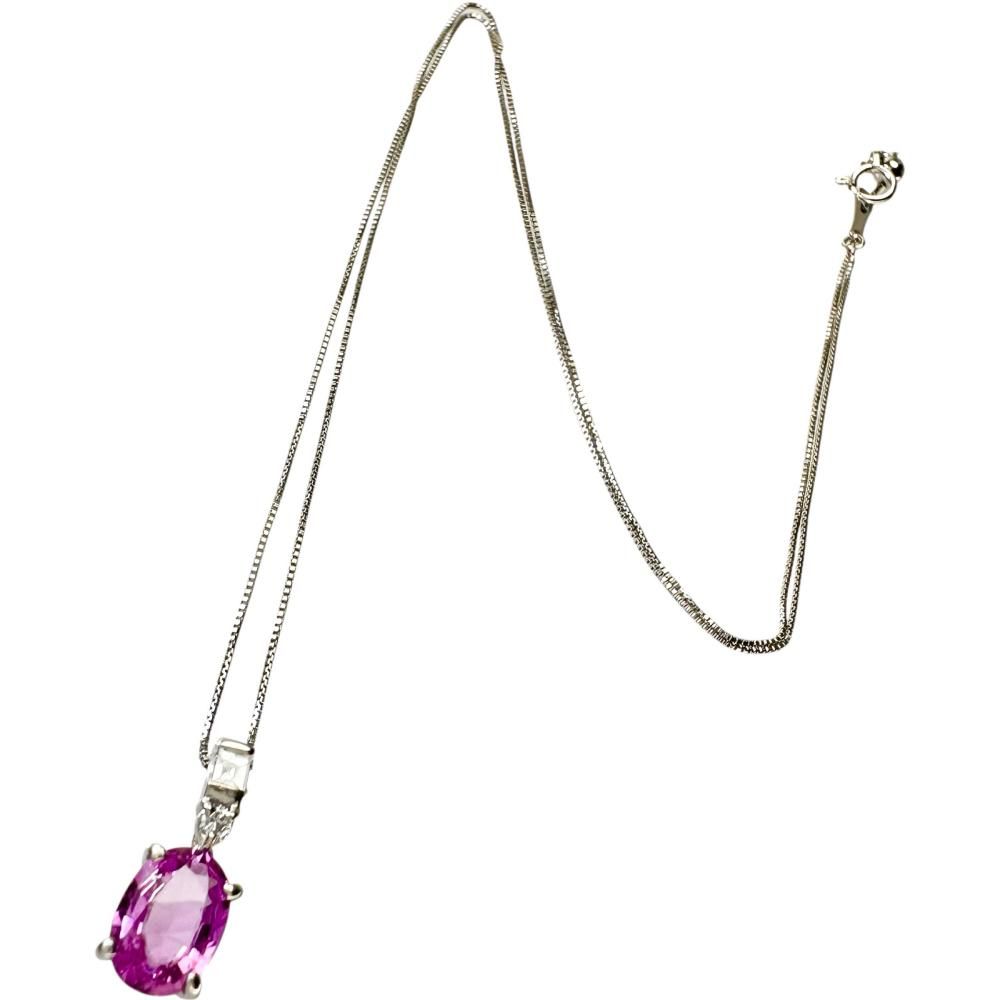 13/美品 Pt900 ピンクサファイア1.296ct ダイヤ ペンダントトップ pt900 天然ピンクサファイア＆天然ダイヤモンドペンダントトップ