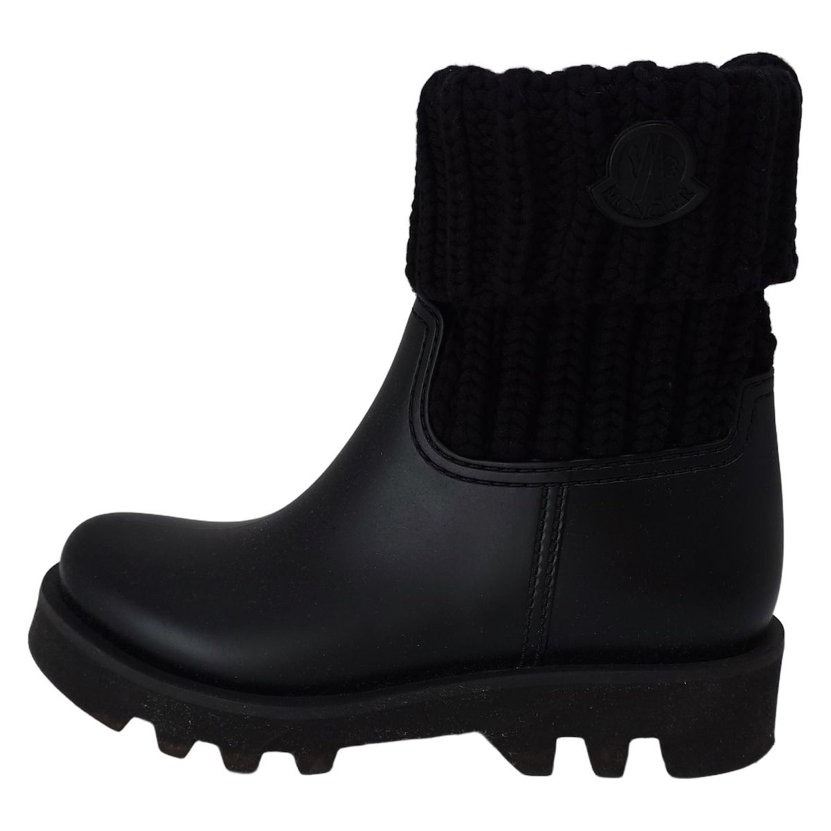 MONCLER モンクレール レインブーツ 37 レディース - 黒 ニット