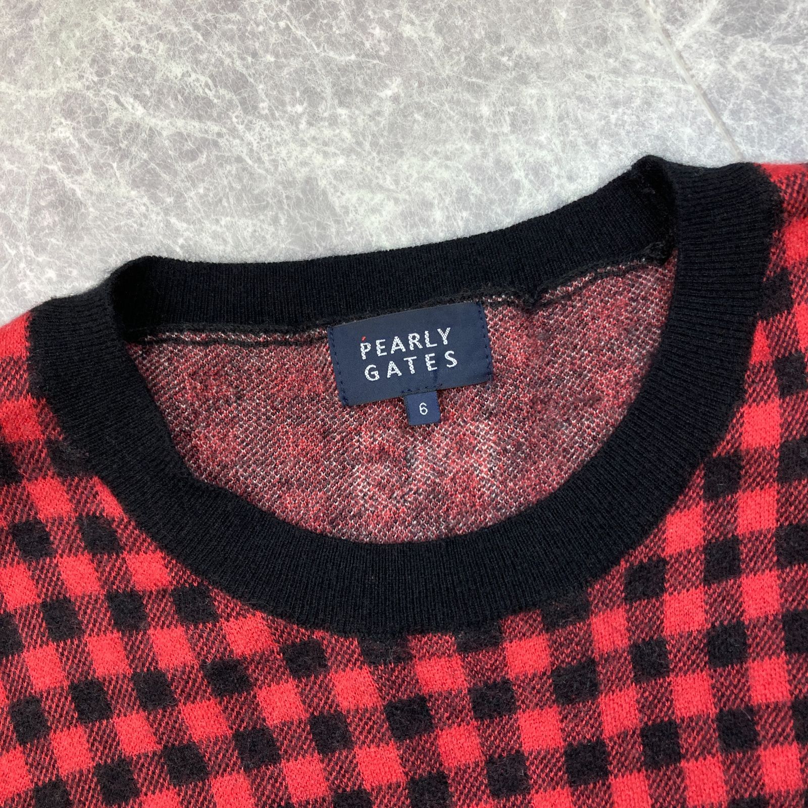 【新品】パーリーゲイツ カシミヤ ニット セーター チェック PEARLY GATES パーリーゲイツ カシミヤ セーター ニット レッド