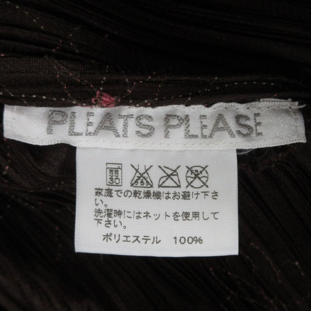 美品 PLEATS PLEASE プリーツプリーズ イッセイミヤケ フラワー刺繍 ラウンドカラーシャツ ブラウス PP51-JJ887 サイズ3 ブラウン レディース 古着 中古 美品 PLEATS PLEASE プリーツプリーズ イッセイミヤケ フラワー