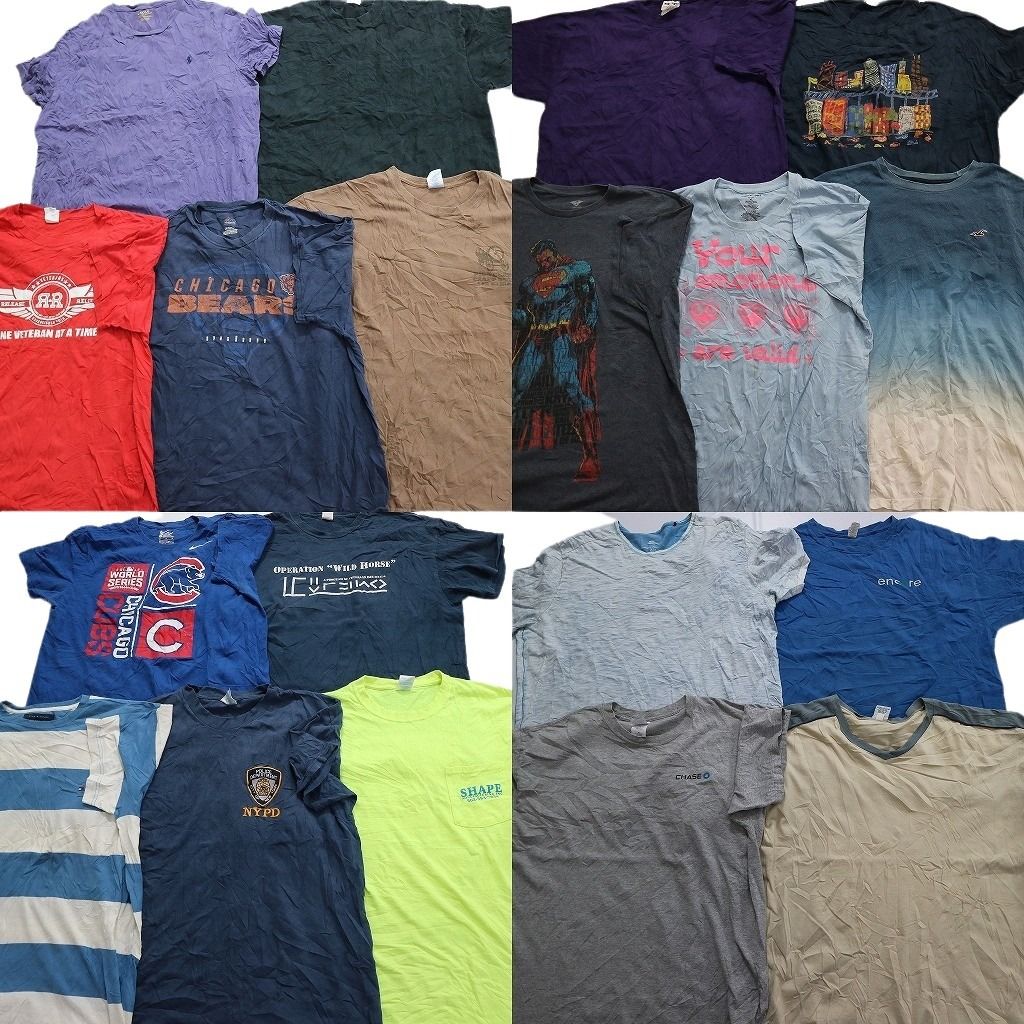 古着卸 まとめ売り カラーmix プリント 半袖Tシャツ 19枚セット (メンズ XL ) ボーダー柄 トミー ナイキ マーベル ラルフローレン MS4426