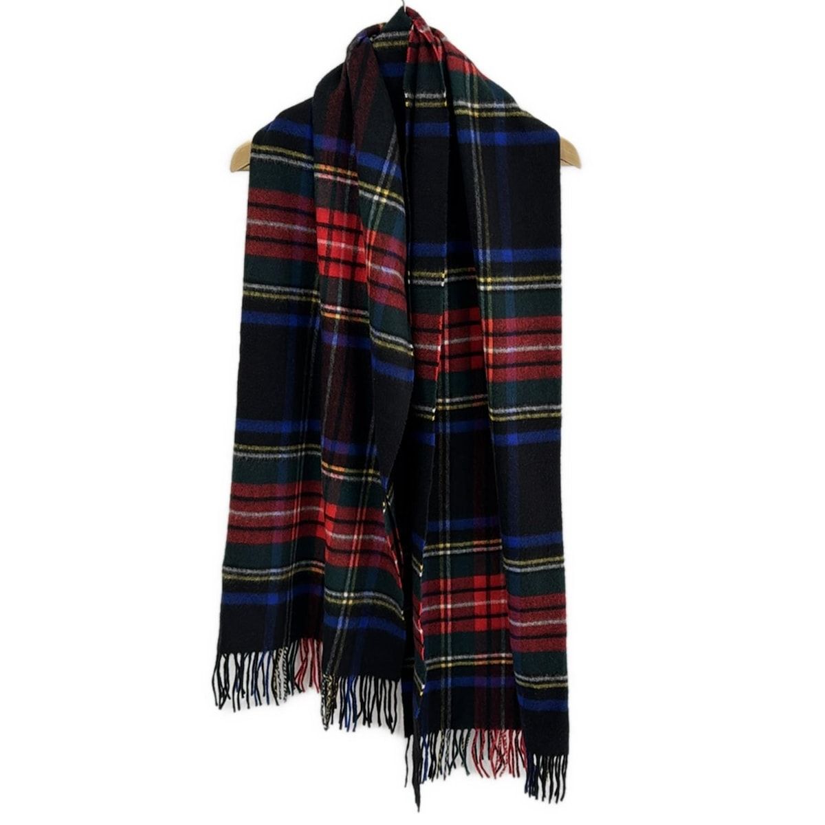 johnstons of elgin ジョンストンズ ストール ショール - 黒×レッド×マルチ チェック柄 カシミヤ