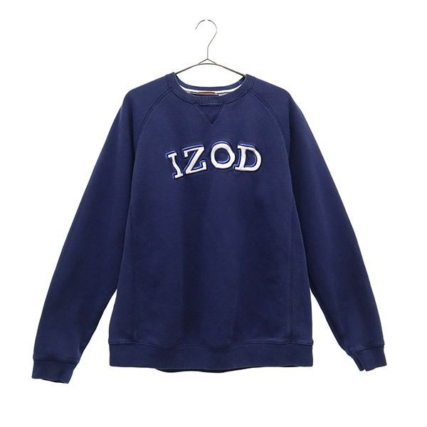 アイゾッド ワッペン 長袖 トレーナー M ネイビー IZOD スウェット メンズ 古着 【231222】