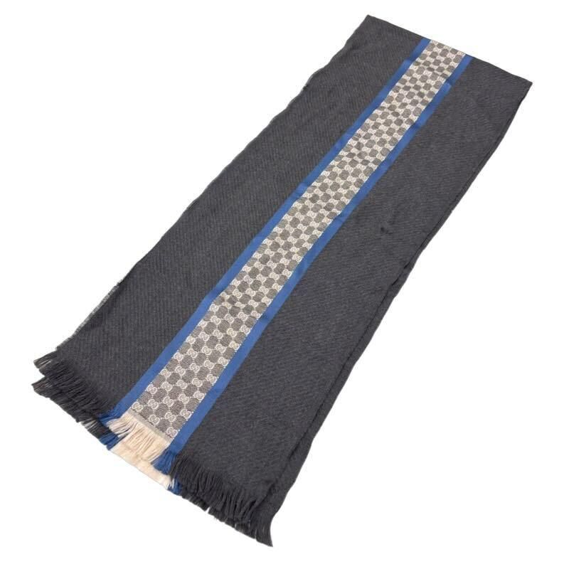 GUCCI グッチ ストール マフラー GG柄 ウール | シルク 約190cm メンズ 52510K165