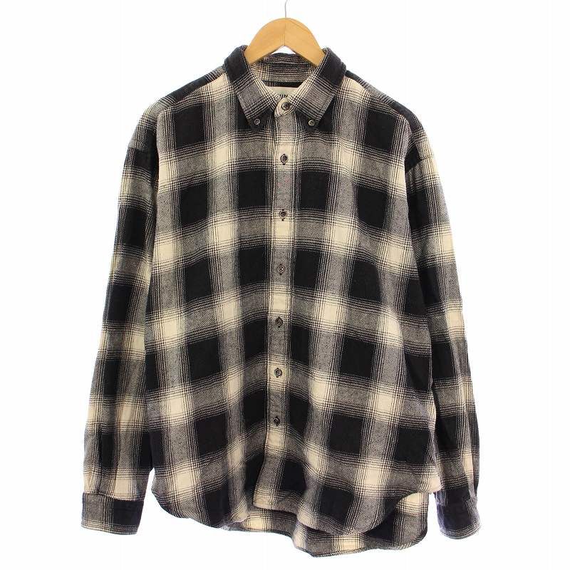 シンゾーン オンブレチェックシャツ ボタンダウン ブラウス 長袖 レギュラーカラー F 黒 ブラック アイボリー 21AMSBL01 シンゾーン Shinzone Ombre Check Shirt オンブレチェックシャツ