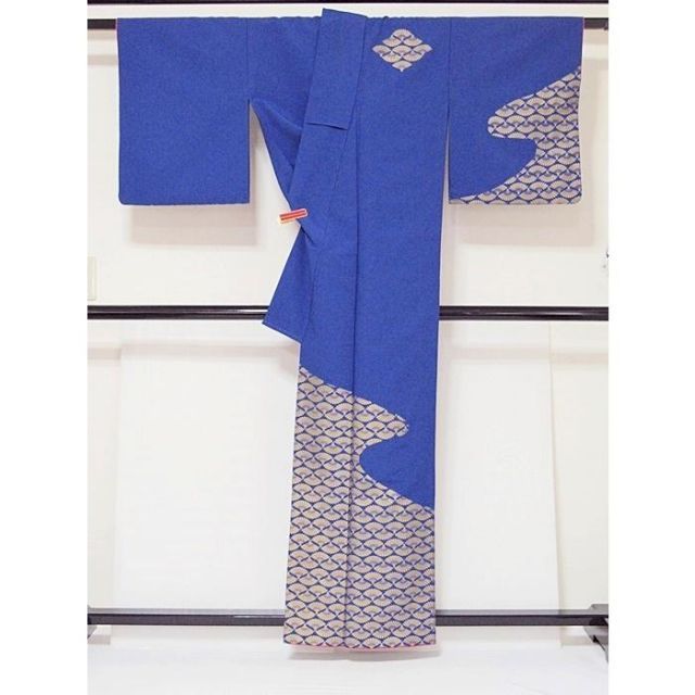 洗えるキモノ 附下 単衣 扇 道長 159cm前後ベスト お稽古 踊り 舞台