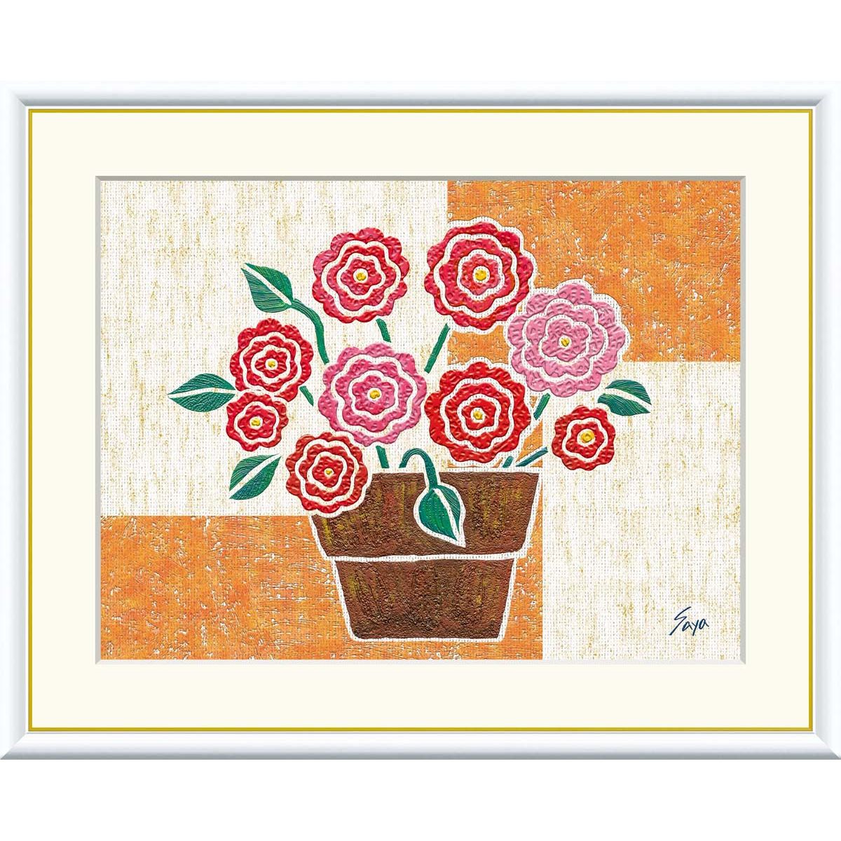 ART - 牧進 紅薔薇 紙本彩色10号 静物画 花 共シール 日本 牧進 紅薔薇