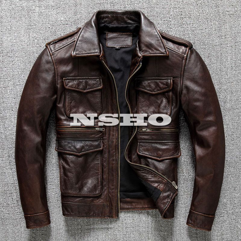 上質 カウハイド メンズ  革ジャン M65 タイプ ヴィンテージ サファリジャケットライダース レザージャケット イタリアンレザー 牛革 上質 カウハイド メンズ 革ジャン M65 タイプ ヴィンテージ サファリ