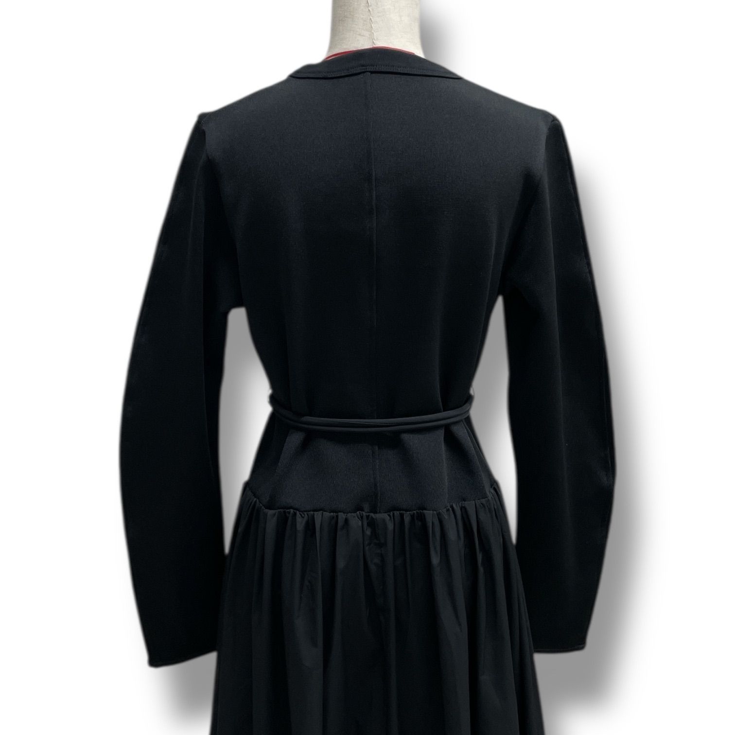 極美品✨【完売品】ADAM ET ROPE ワイドスリーブコンビワンピース　黒 ADAM ET ROPE' アダムエロペ ワイドスリーブコンビワンピース