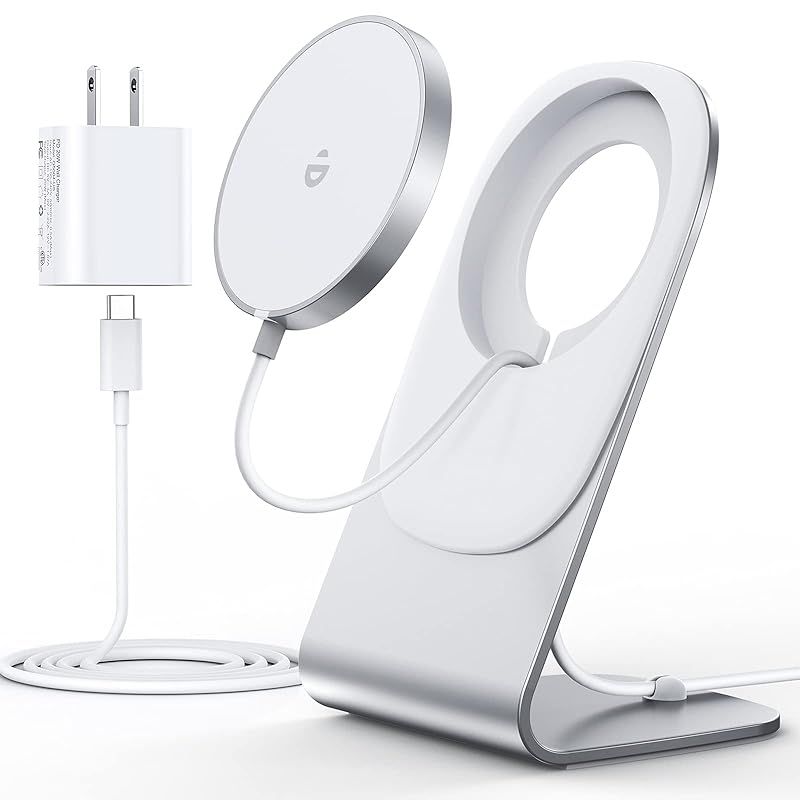 ワイヤレス充電器 マグネット式 iPhone15/14 /13/12シリーズ対応 【ワイヤレス充電スタンド+ 20W USB-Cアダプター付属】 USB-Cケーブル付き 急速ワイヤレス充電スタンド/パッド くっつくと充電 貼り