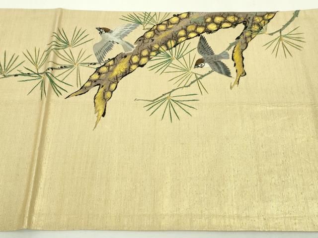 平和屋本店□極上 アンティーク 大正ロマン 九寸開き名古屋帯 総手刺繍  