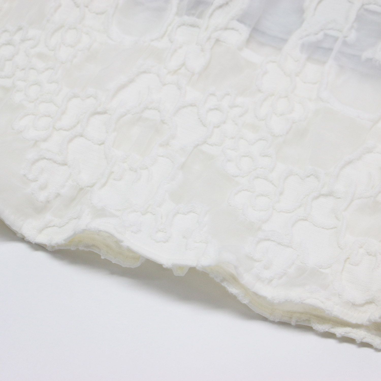 Ballsey ボールジー スカート ホワイト 白 サイズ 34 7号 24春夏 シャーリング ジャカード セミマーメイドスカート ロング丈 ウエストゴム 総柄 フ コットン ボトムス レディース SIROKUMA-CORPORATION_COM