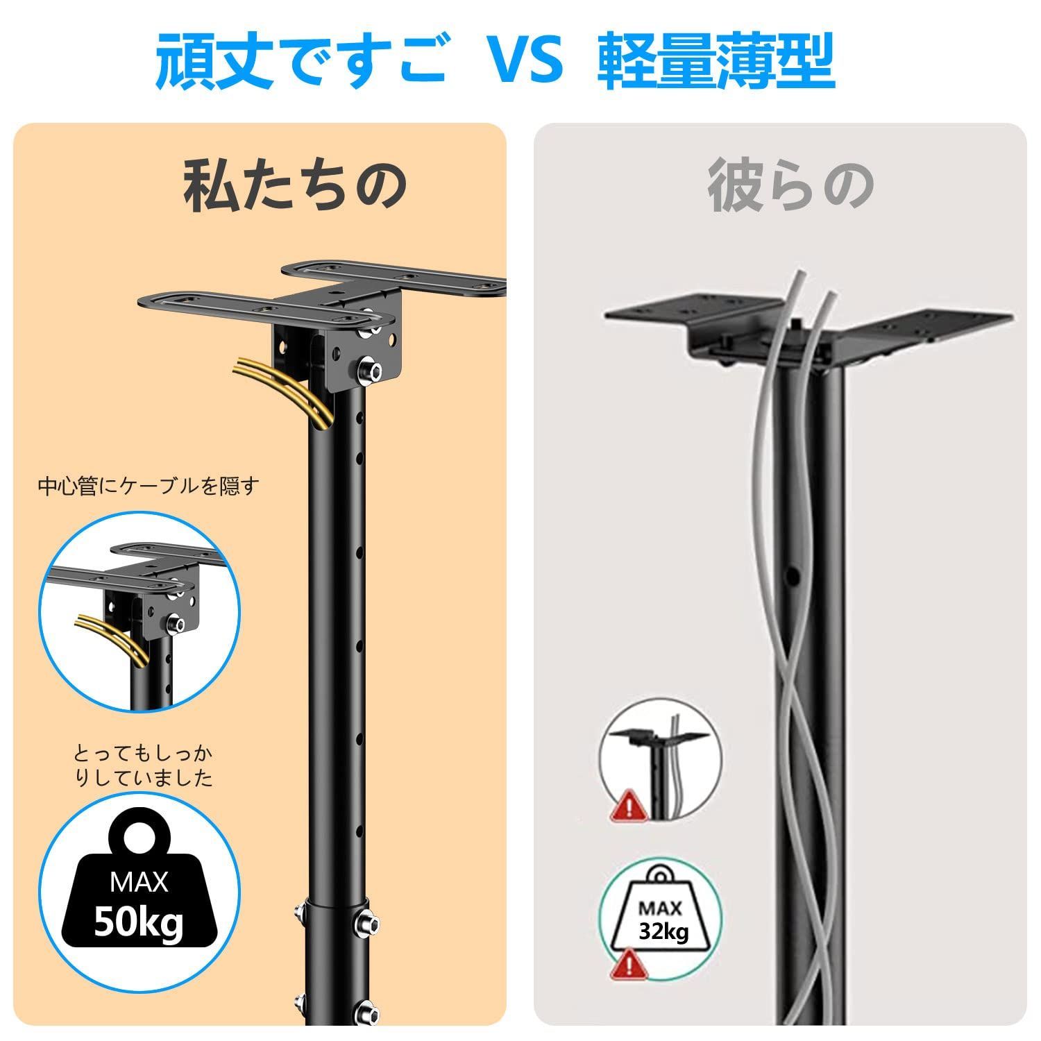 テレビ天吊り金具 テレビ天井吊り金具26-55インチ360°回転左右上下角度調節 Amazon | mvpmounts テレビ天吊り金具 テレビ天井吊り金具 26-55