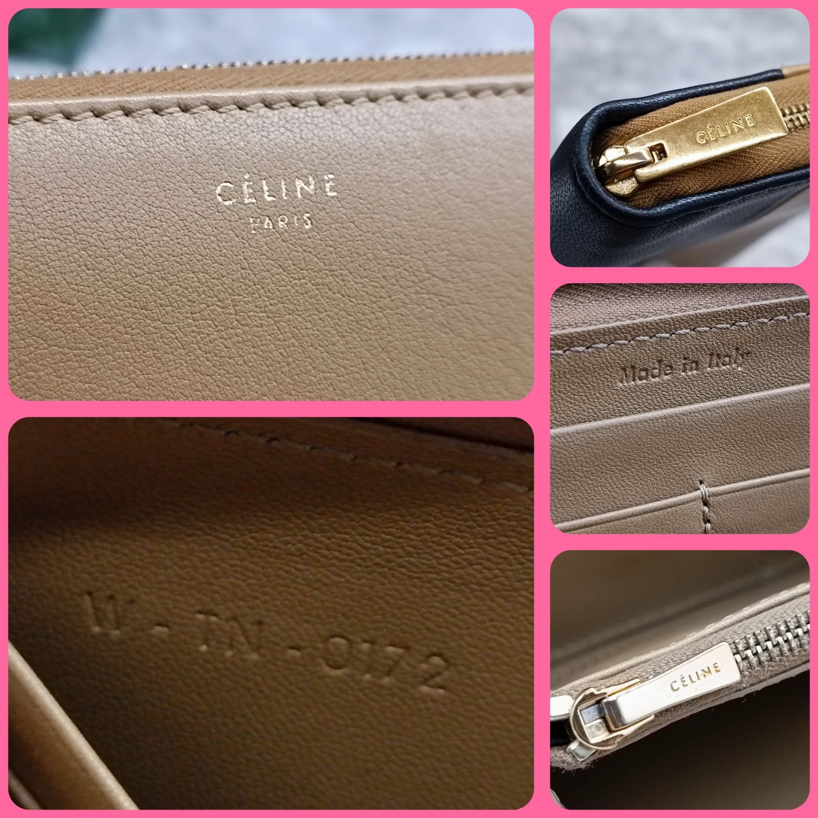 CELINE 》 ☆美品☆ セリーヌ 長財布 ラウンドファスナー バイカラー 