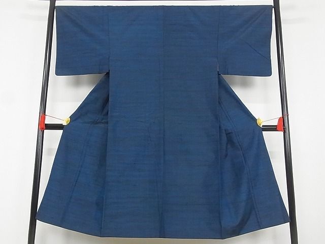 平和屋-こころ店男性　紬　色無地　紺色　正絹　逸品　AAAF2489Bwt