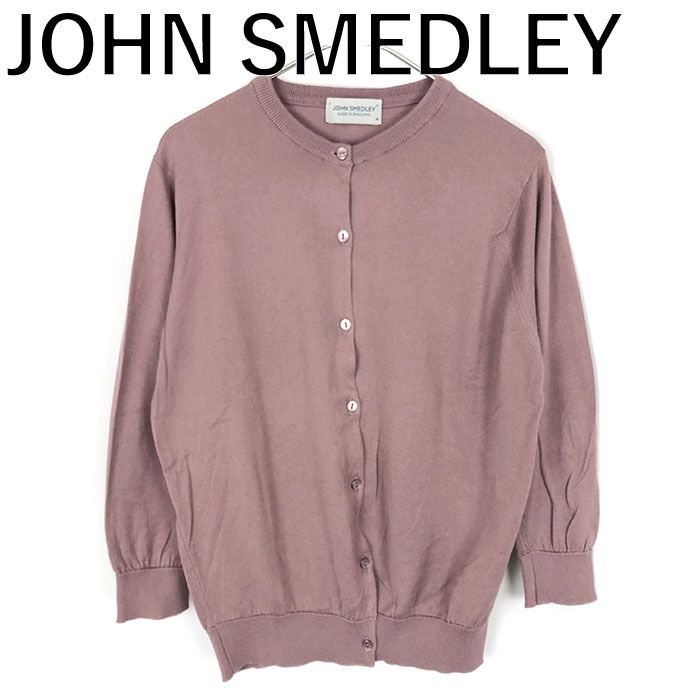 英国JOHN SMEDLEY ジョンスメドレー クルーネック カーディガン レッド