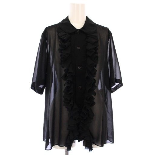 ノワールケイニノミヤ kei ninomiya コムデギャルソン AD2025 シアーシャツ ブラウス フリル 半袖 S 黒 3M-B015 |TK