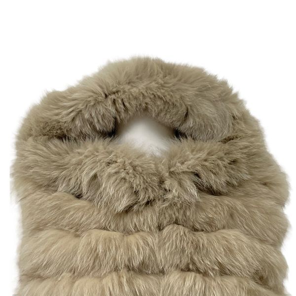 【極美品】セオリーリュクス　フォックスファー　フード　ベスト　ジレ　ベージュ上品 美品 セオリーリュクス フォックスファー フードベスト ジレ ベージュ