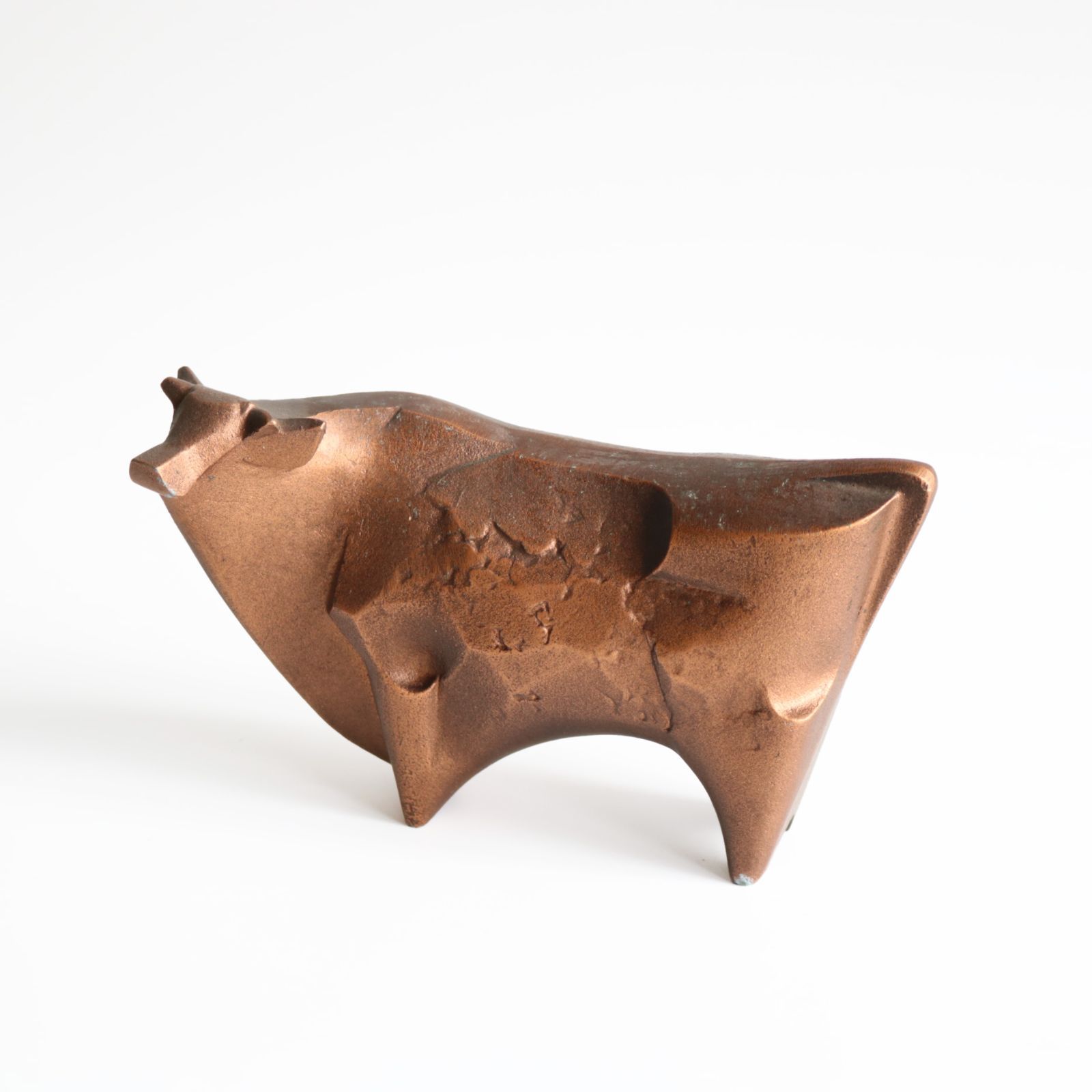 銅製 牛 美術工芸品 置物 オブジェ インテリア 縦6.5㎝ 横20㎝ 高11