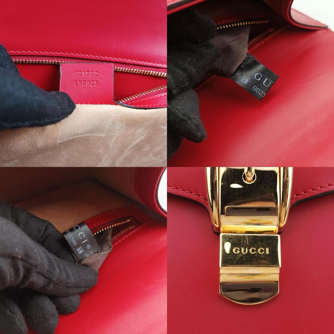 グッチGucciシルヴィレッド×ネイビーレザー421882B023103386 DECORATOM_COM_BR