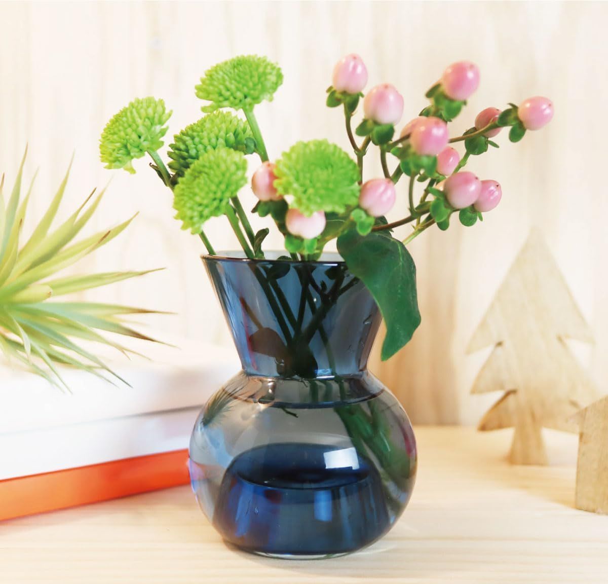 【訳あり】ICHiRIN 日本セラー 花瓶 フラワーベース ミニ 花器 ガラス おしゃれ 小さい インテリア シンプル ブルー