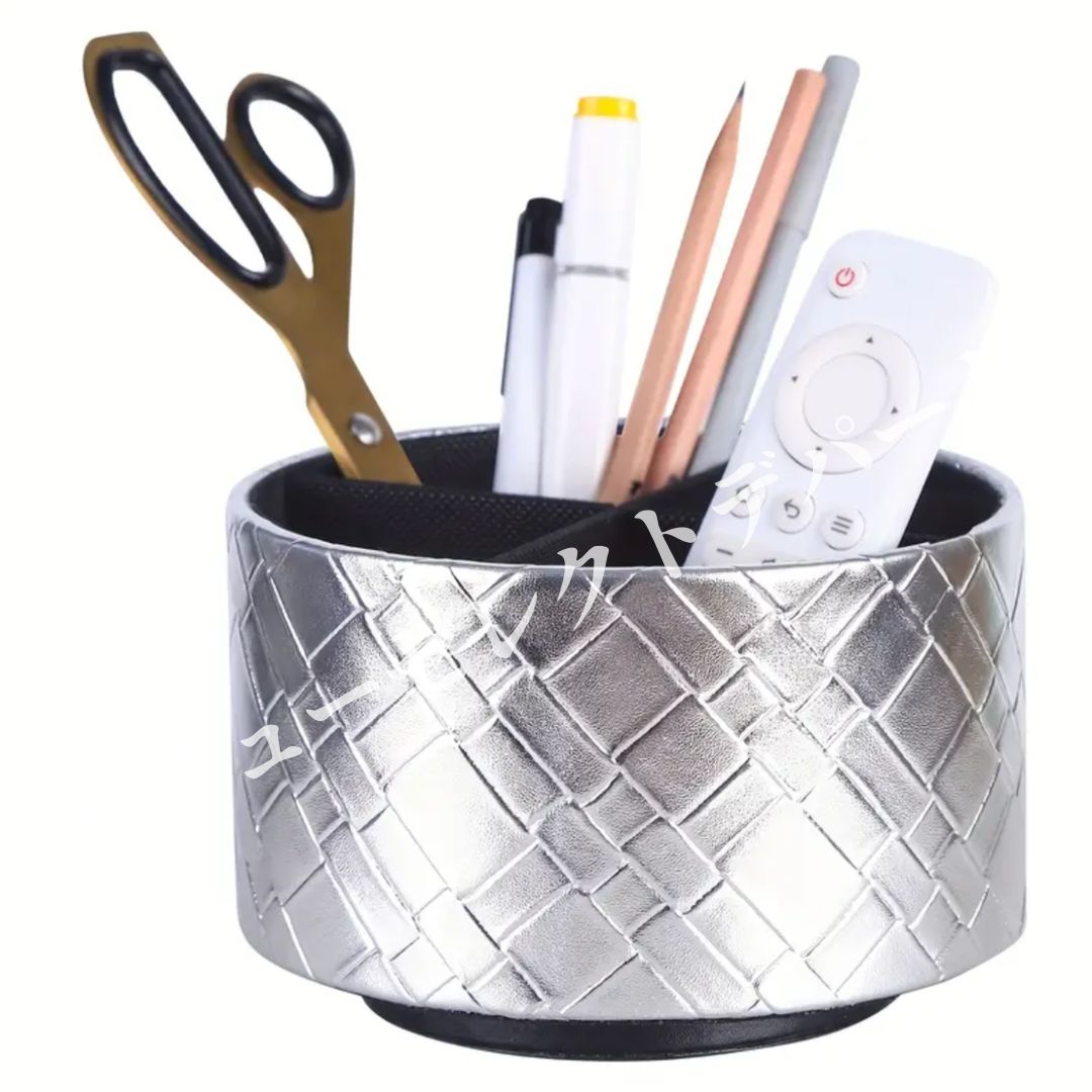 収納ボックス PUレザー 回転 リモコンホルダー モダン 丸型 オフィス デスク オーガナイザー 化粧ブラシ 卓上 ペンホルダー 整理 収納 家 部屋 デスクトップ 装飾 インテリア雑貨 プレゼント ギフト 高品質 軽量 コンパクト 多目的