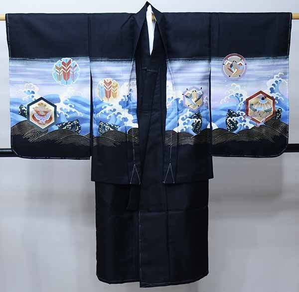 七五三 五歳 男児 羽織・着物・襦袢3点セット 豪華絢爛 綸子地 鷹 祝着 七五三 五歳 男児 羽織・着物・襦袢3点セット 豪華絢爛 綸子地 鷹 祝着