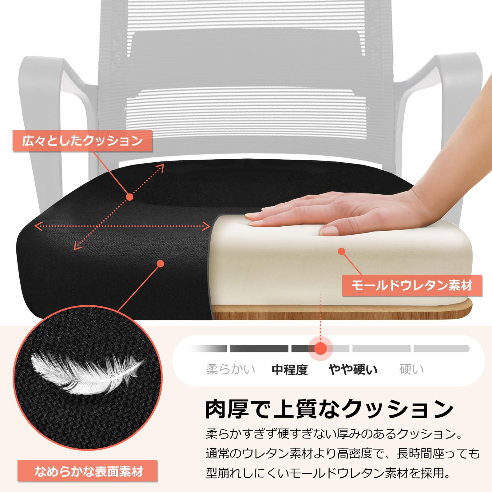 腰痛予防ランバーサポート 疲れにくい 安全設計 おしゃれ レッグ直径58cm 床傷防止PUキャスター 幅広座面 801 メッシュ デスクチェア オフィスチェア ブラック NEOCHAIR 肉厚クッション