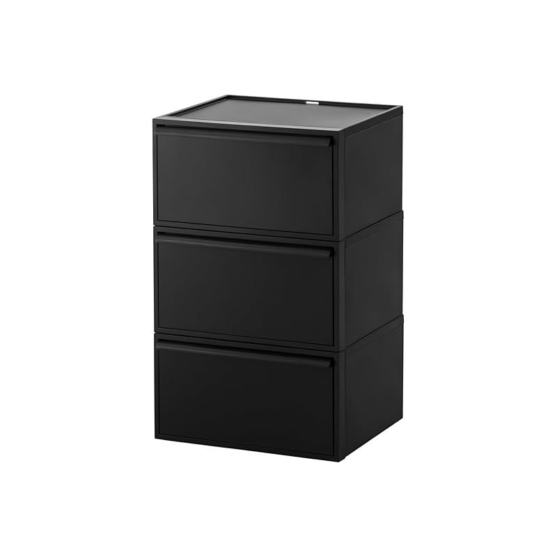 ライクイット like-it 収納ボックス クローゼットシステム ワイド M 3個組 オールブラック CS-DW2 3P 約幅45x奥39.5x高24.7cm シリーズ累計販売数270万台突破 0