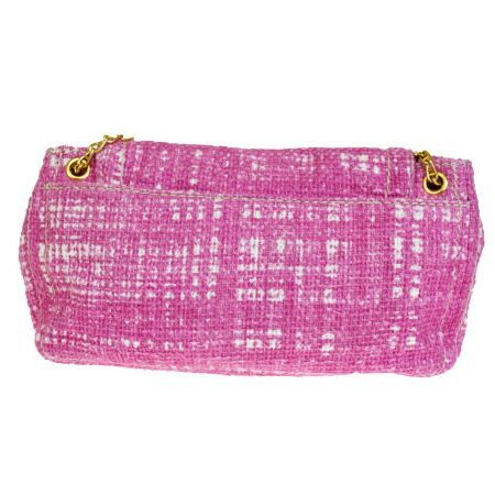 中古】 美品 プラダ PRADA チェーン ショルダーバッグ ピンク ツイード 