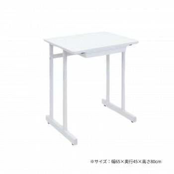 高田ベッド製作所 トレー付採血台 トレー付テーブル アジャスター付き 幅65×奥行45×高さ80cm ホワイト TB-1586