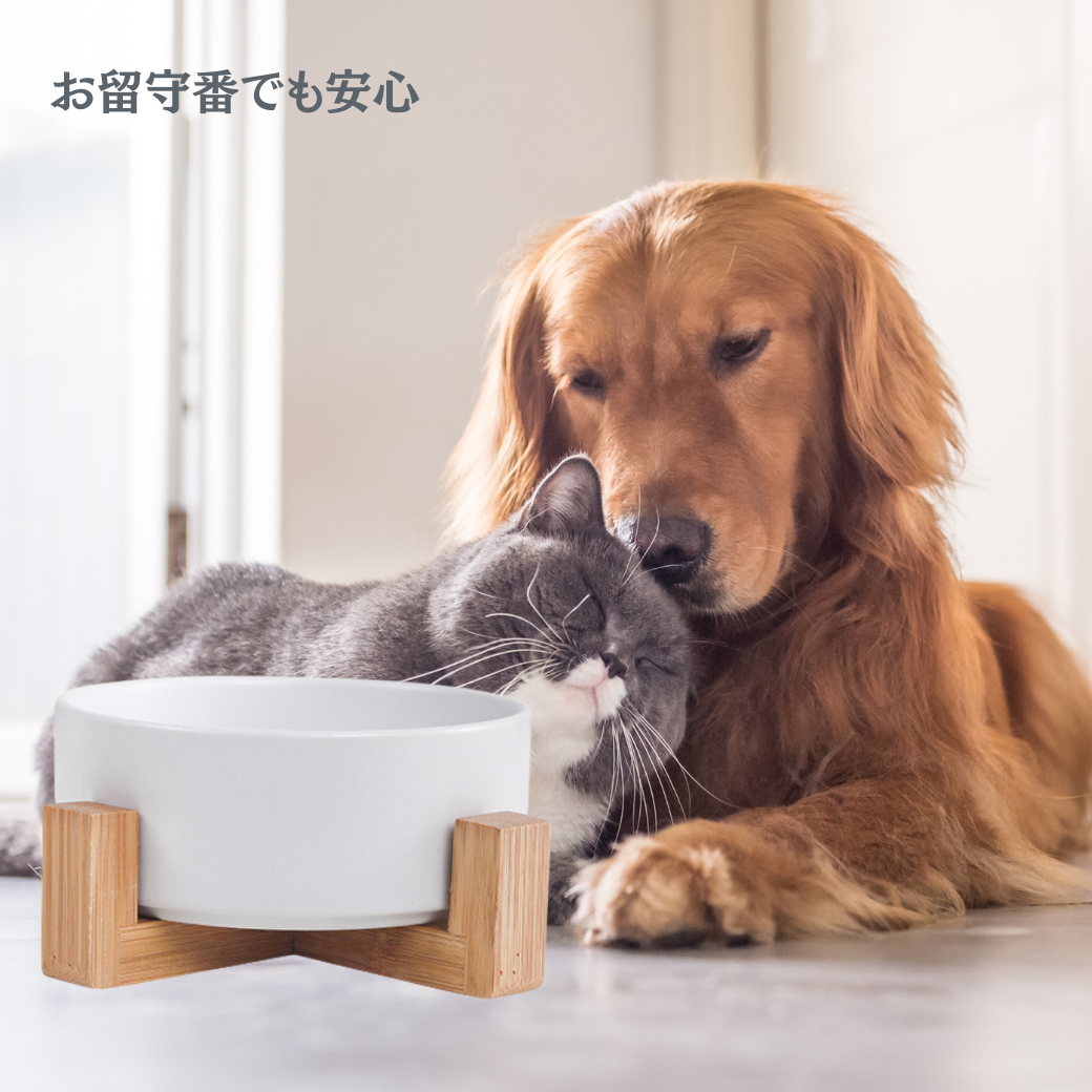 【 Lサイズ スタンド付き ペットフードボウル 】 犬 猫 水入れ 水飲み 陶器  犬水飲み 猫水飲み 餌入れ 大型犬 マット 猫食器  大容量 イヌ いぬ お皿  ウォーターボウル 餌皿 皿 ご飯 ご飯皿 食器 フードボウル おしゃれな ペットボウル  犬用