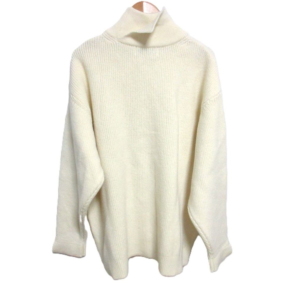 美品 23AW CULLNI クルニ Double High Neck Slit Knit 2枚衿 ハイネック ミドルゲージニット セーター 23-AW-040 0サイズ アイボリー メンズ レディース 古着 中 美品 23AW CULLNI クルニ Double High Neck Slit Knit 2枚衿