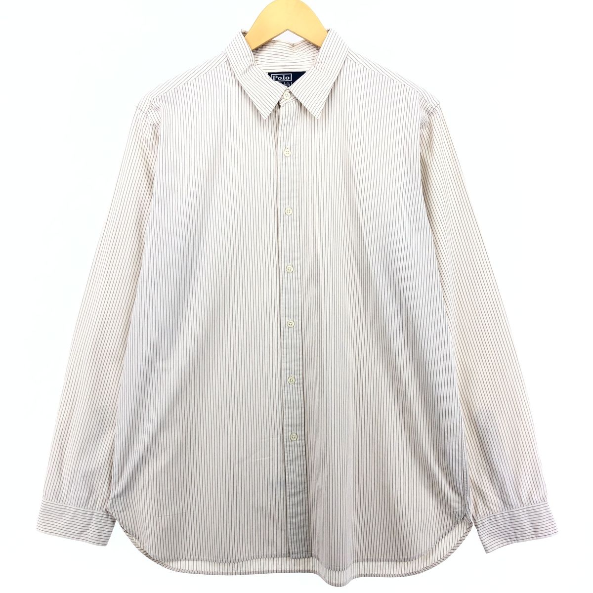 古着 ラルフローレン Ralph Lauren POLO by Ralph Lauren 長袖 コットンストライプシャツ メンズL相当/eaa488577