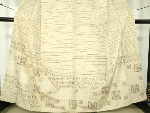 平和屋着物○二代目 川村久太郎 ぜんまい紬 訪問着 獣花文 正絹 逸品