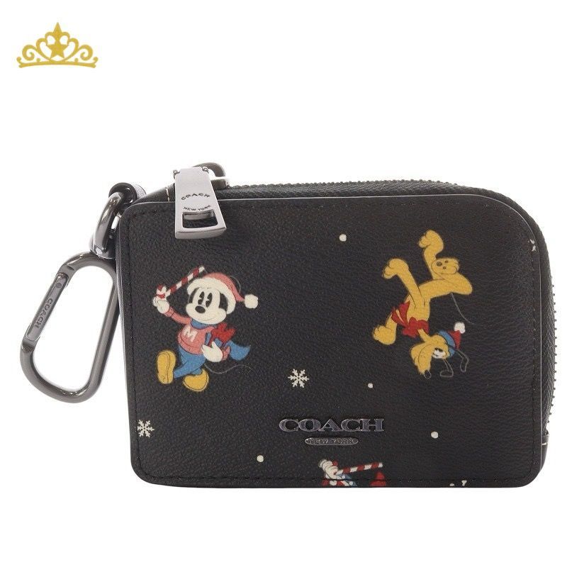 COACH ミッキーコラボ　キーケース　小銭入れ　レザー COACH Disney Lジップ キー ケース コーチ ミッキーマウス