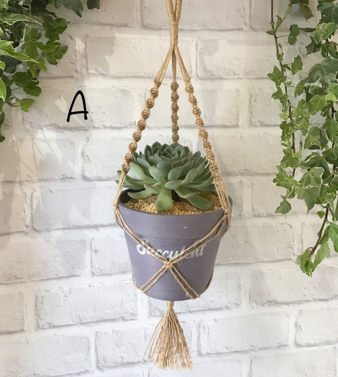 流木 マクラメ編み プラントハンガー　No.18 Amazon | プラントハンガー マクラメ セット ハンギングネット