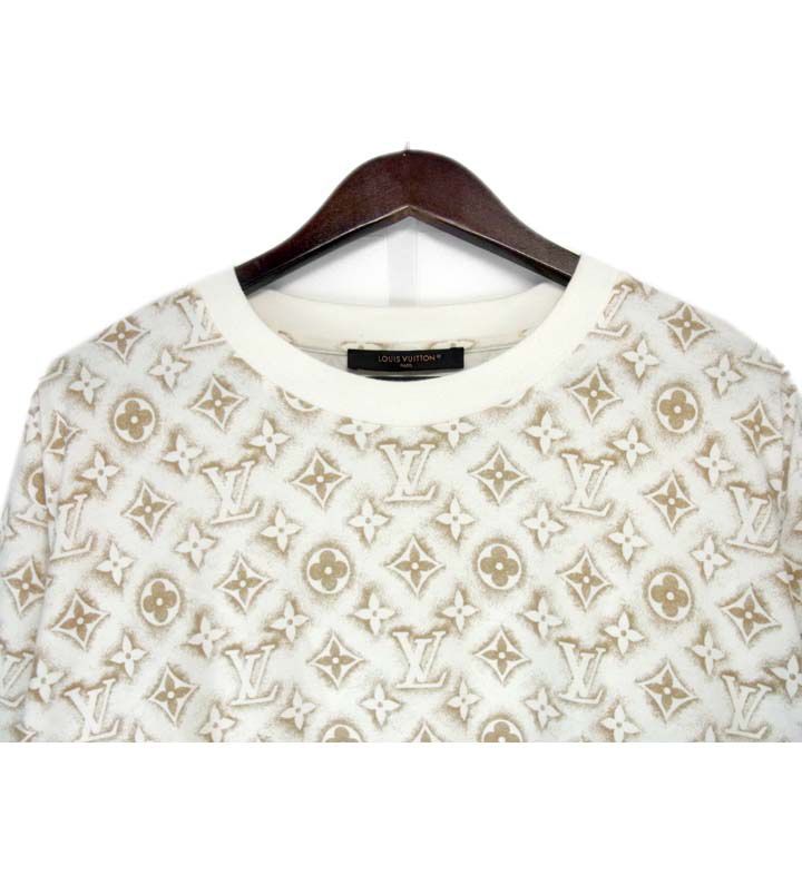 LOUIS VUITTON ルイヴィトン 23AW モノグラムプリント半袖Tシャツ カットソー ホワイト/ベージュ RM232M NPG HPY15W