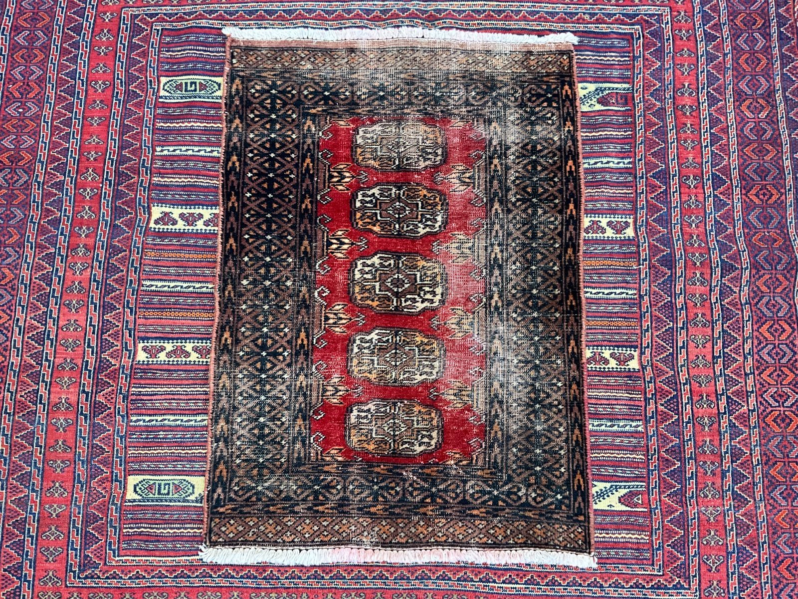 パキスタン ラホール製 ヴィンテージトライバルラグ H78xW123cm