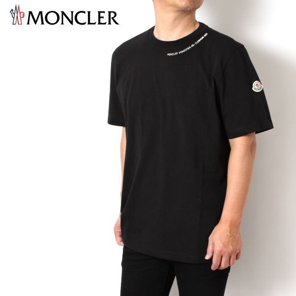 24SS新作 モンクレール MONCLER  メンズ クルーエンボス加工ロゴ Tシャツ【ブラック】 8C00044 8390T 999/【2024SS】m-tops