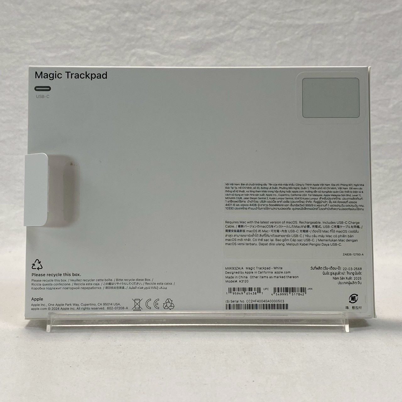 Apple|Magic|Trackpad|MXK93ZA|A|A3120| き|USB-Cケーブル付属|通電