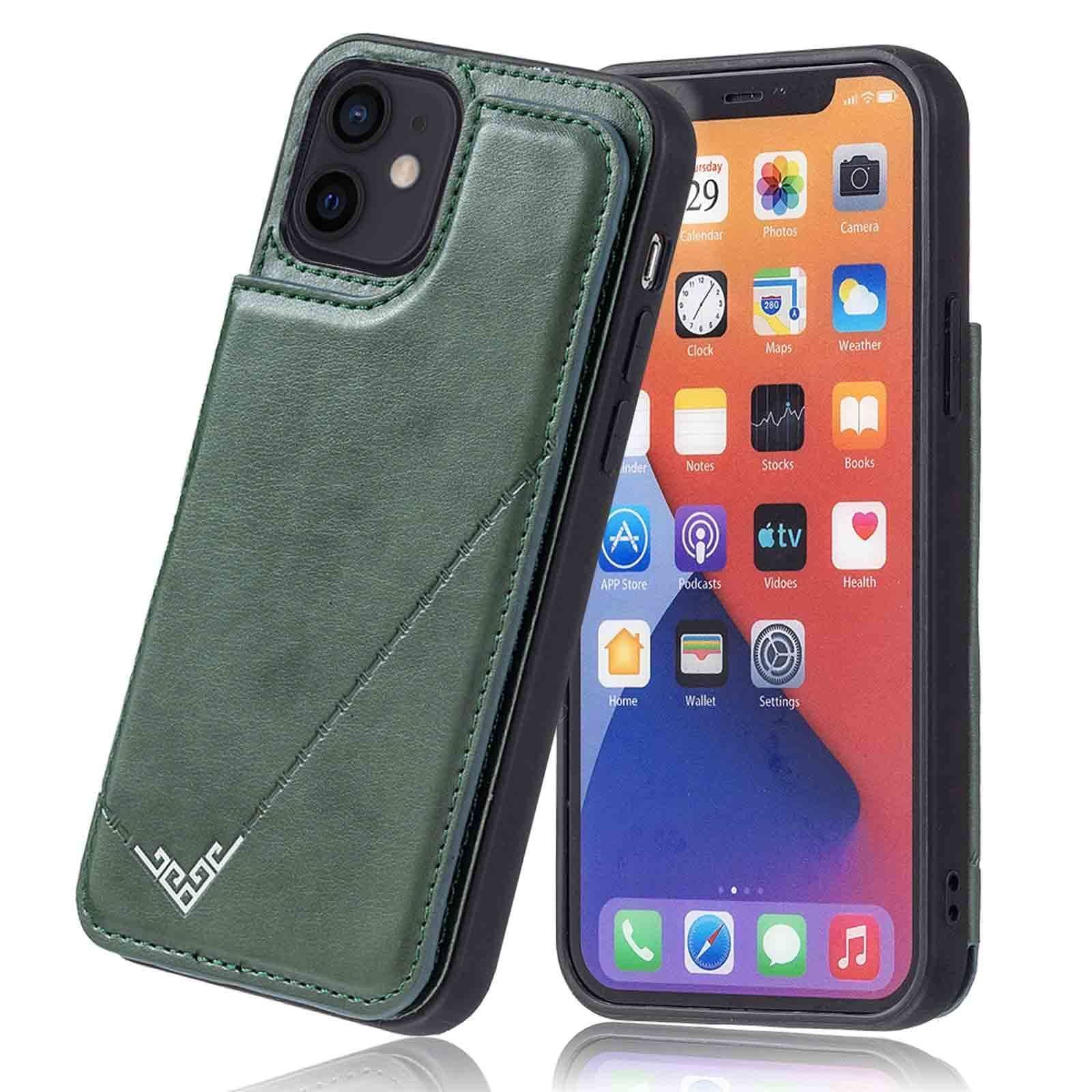 新着商品 アップル スマホバックカバー 財布型 横置きスタンド機能 アイフォン13ミニ 持ちやすい 滑り止め すり傷防止マグネット 美しい 軽 薄 ダルグリーン 背面型ケース ランヤード付 APPLE iPhone13mini 対応 5.4インチ i