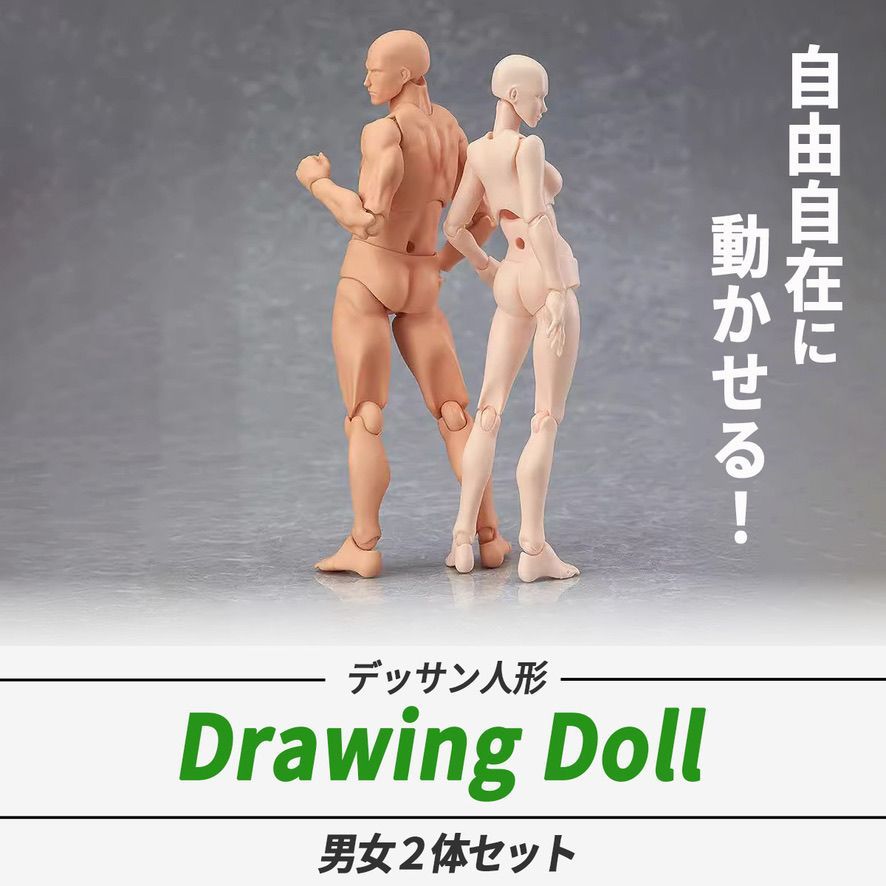デッサン人形 デッサンドール 男女セット台座付き 人形人体 模型 フィギュア