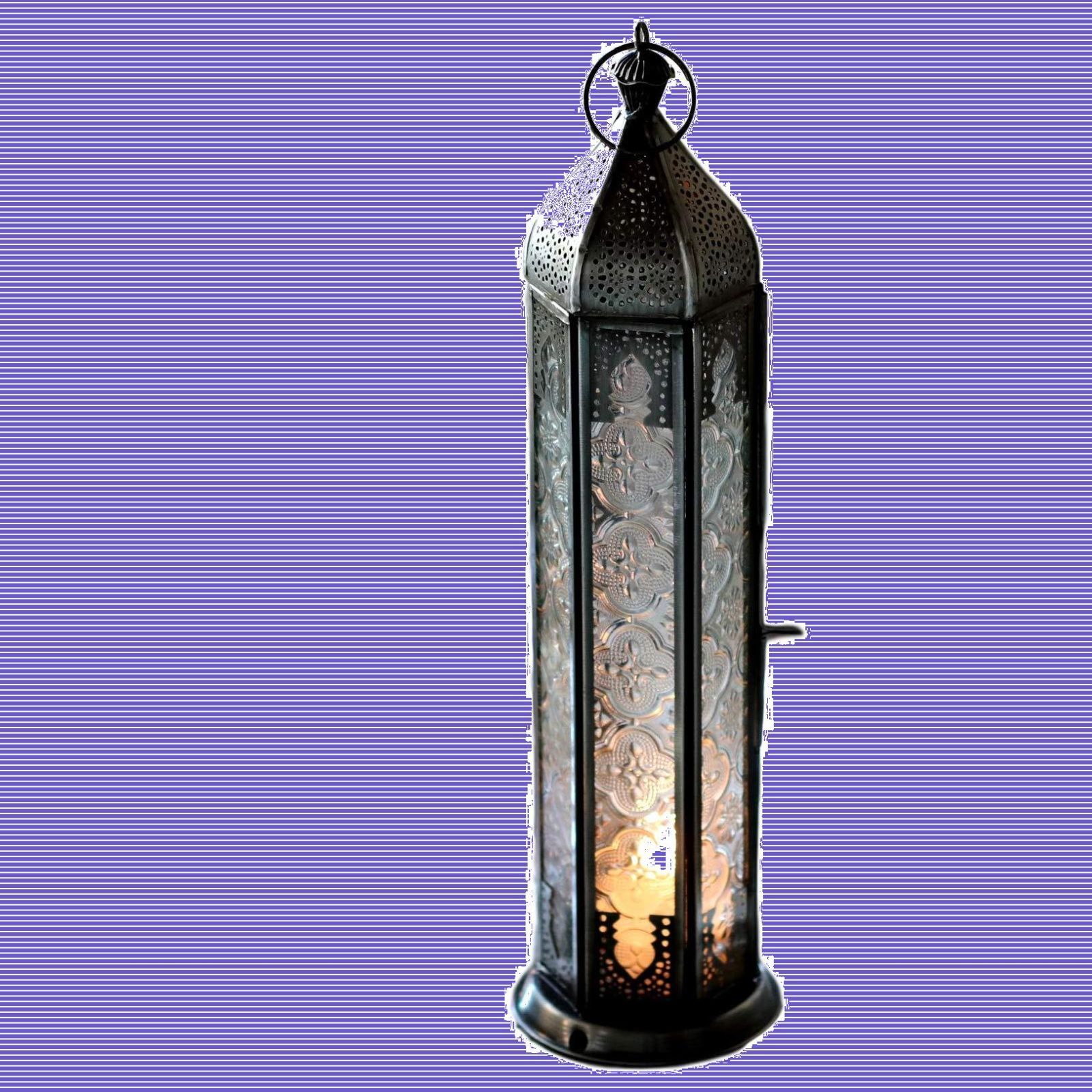 モロッコランタン・キャンドルホルダー 高さ35cm オリエンタルランプ6面のレリーフガラス Morocco Lantern Candle holder