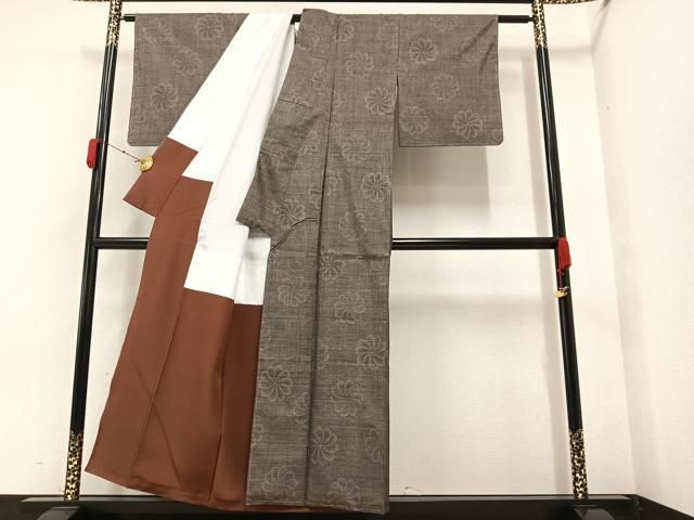 平和屋着物○本場大島紬 カタス9マルキ 舞花文 正絹 逸品 未使用  