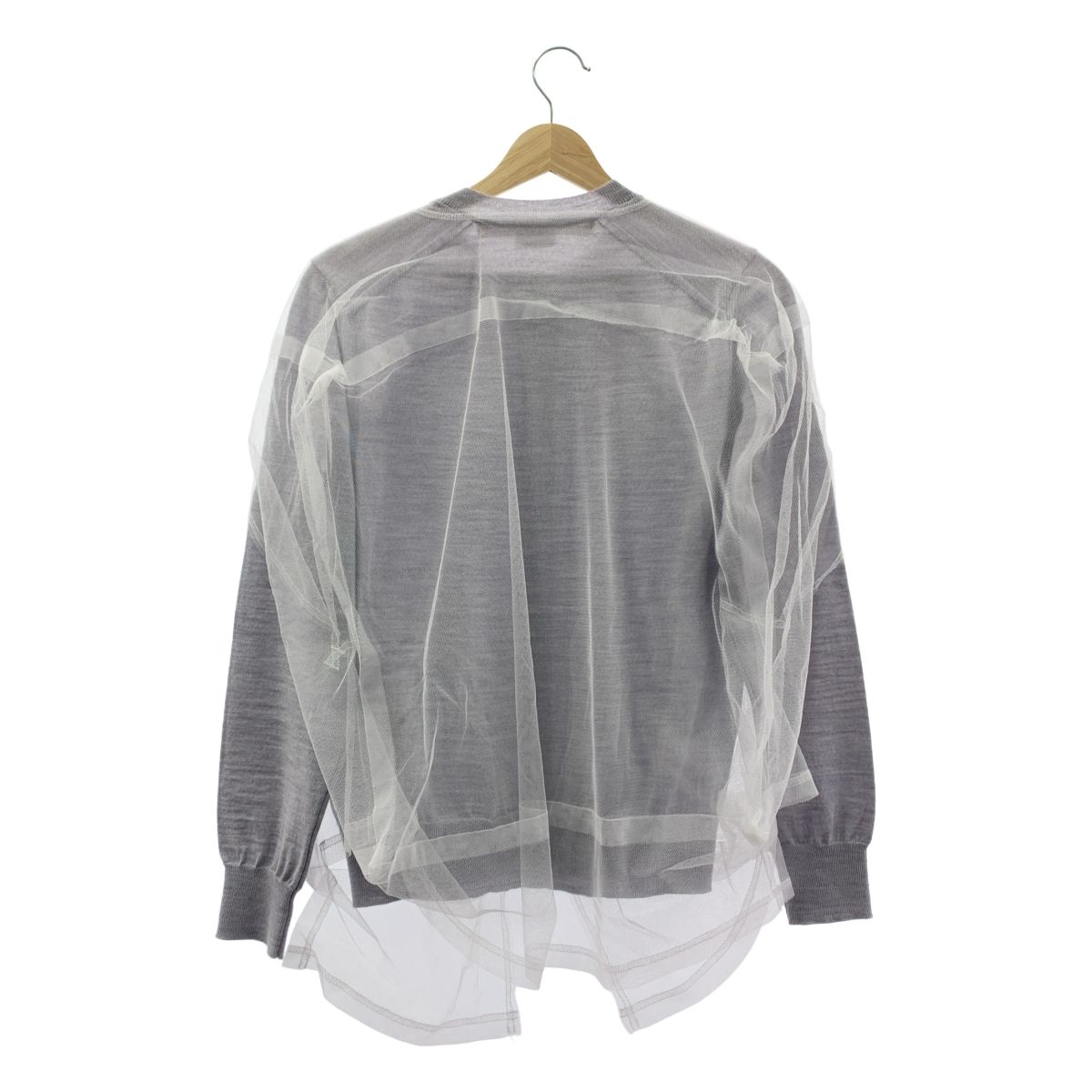COMME des GARCONS - 【美品】  COMME des GARCONS / コムデギャルソン | 2025SS | チュール レイヤード クルーネックカーディガン | S | グレー/ ホワイト | レディース COMME des GARCONS / コムデギャルソン | 2025SS | チュール