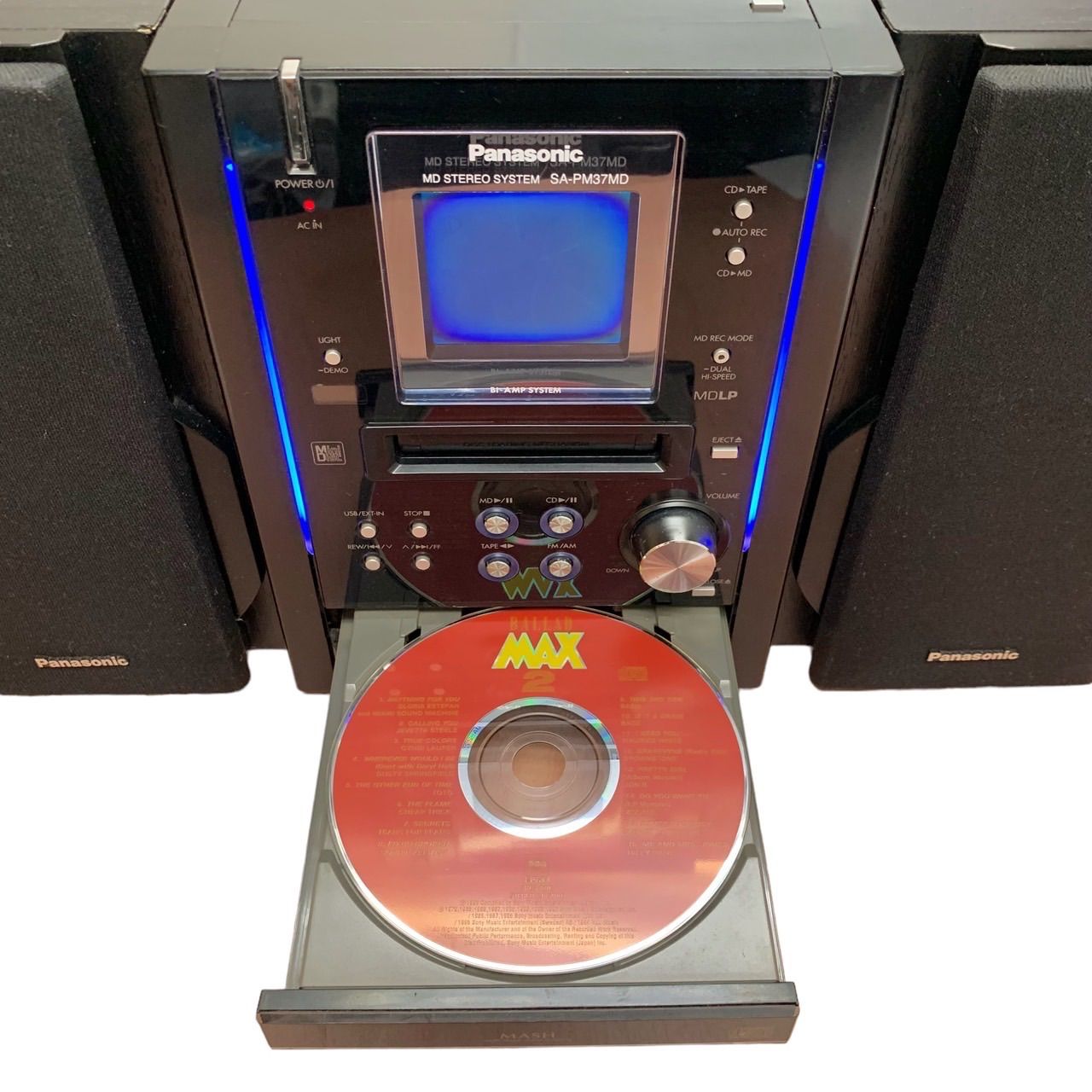 訳あり品⭐️Panasonic パナソニック】 SA-PM37MD MD ステレオシステム カセット ラジオ CD ミニコンポ スピーカー付き  2001年製 （SNA） - メルカリ