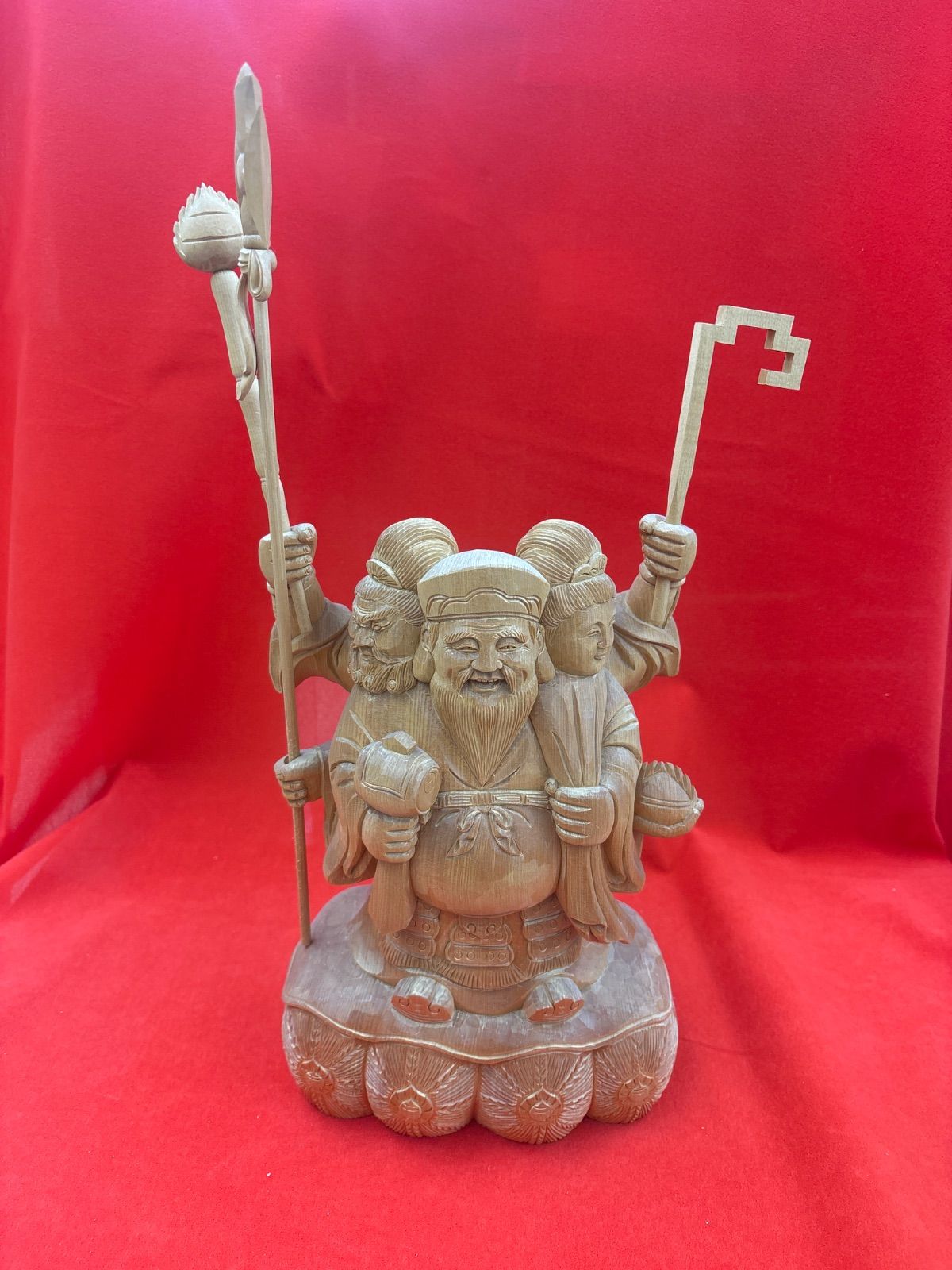 三面大黒天 置物 木像 縁起物 七福神 大黒天